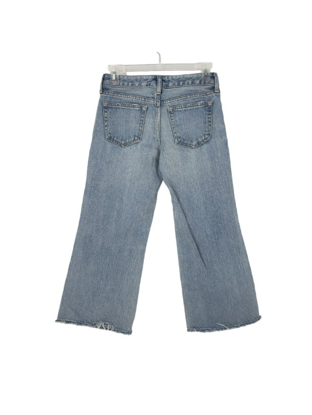 Moussy Cropped Flare Blue Light Wash Cropped Straight Leg Raw Hem Jeans - Picture 11 of 12